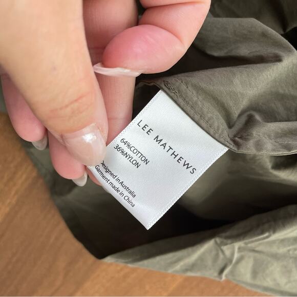 Lee Mathews | Women’s Annie Skirt Olive Green Juniper Pull-On Drawstring Tiered - Picture 10 of 10